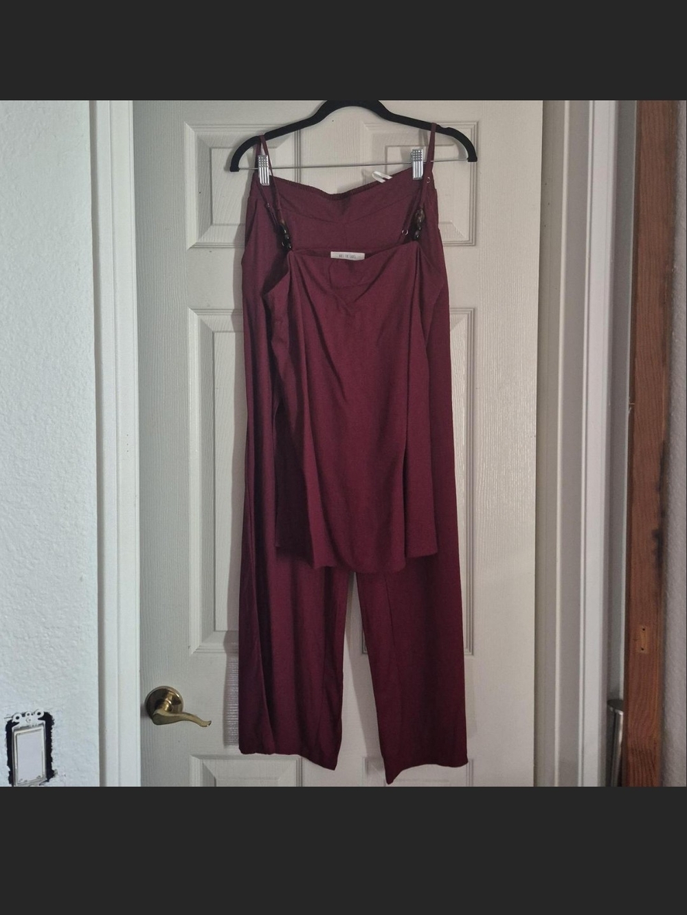 Women's Burgundy Wide-Leg Jumpsuit